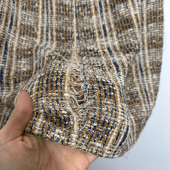 VERONICA BEARD Roman Checked Boucle Tweed Mini Skirt Light Brown womens 4 FLAWED - Picture 5 of 9